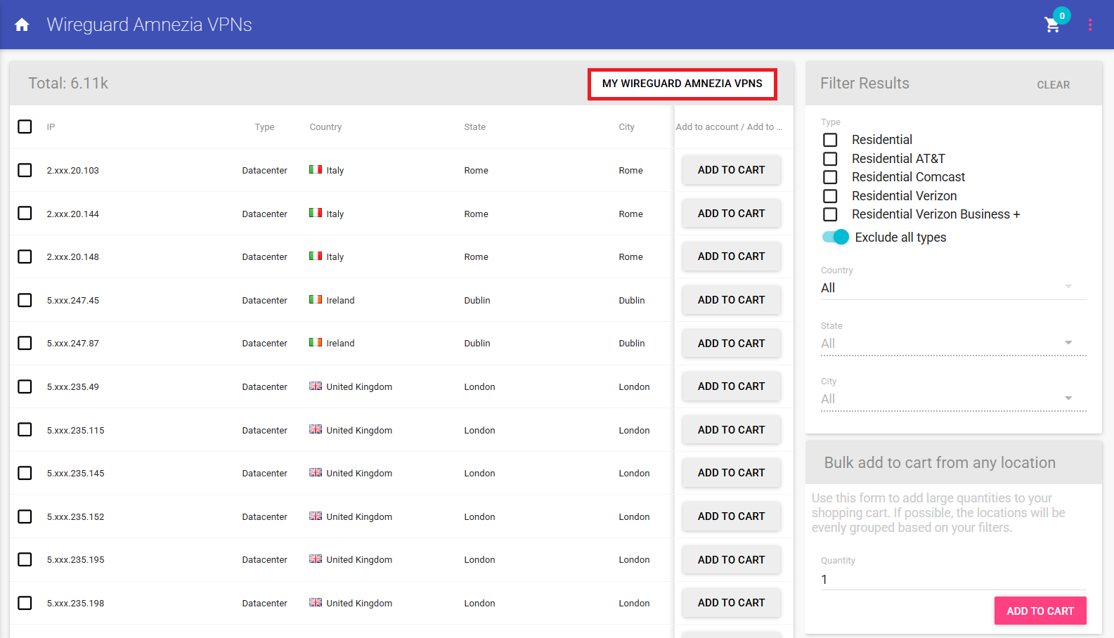 My WireGuard Amnezia VPNs list with endpoints, port, and expiry.