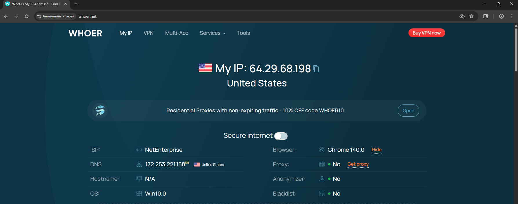 Test profile connection