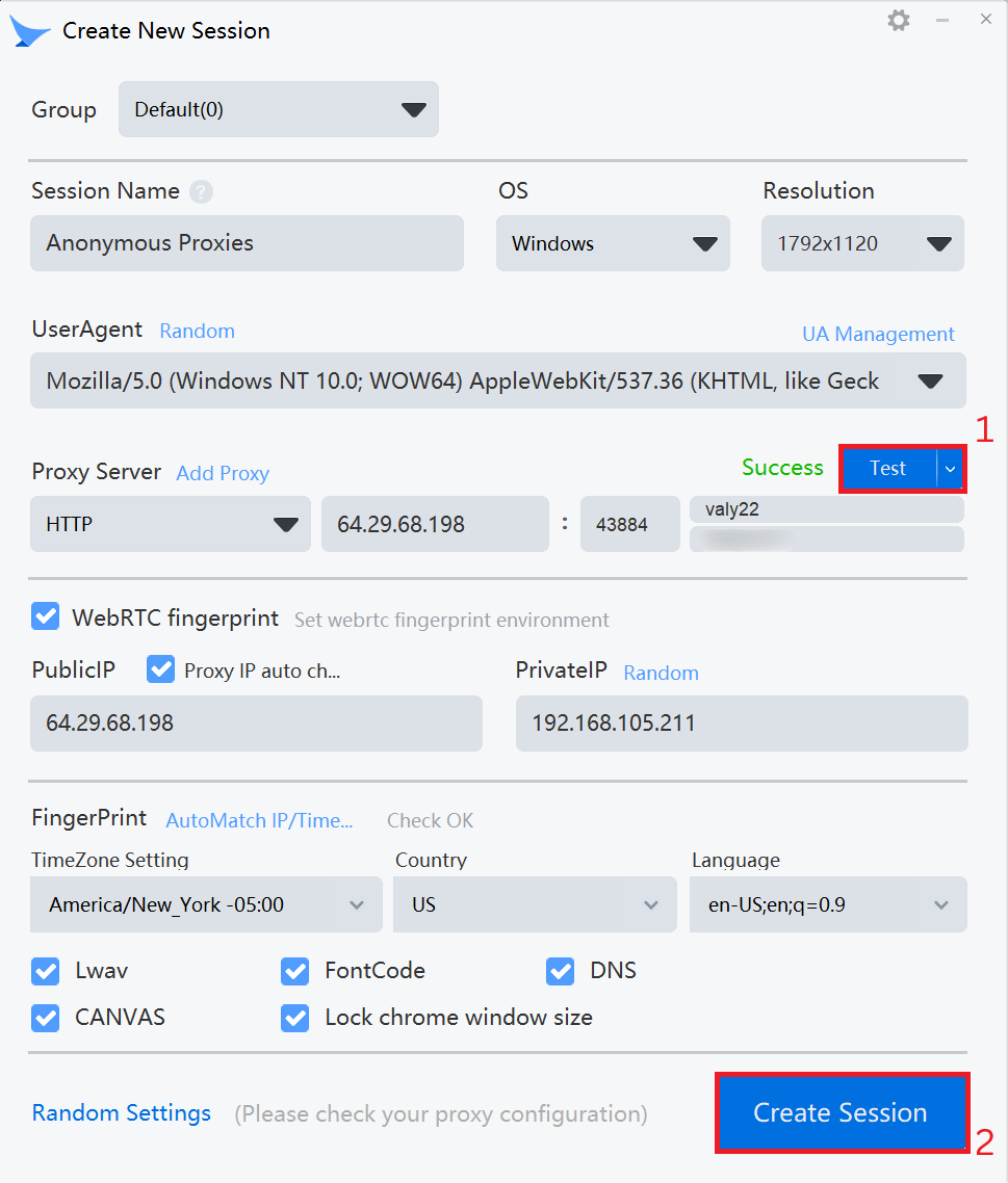 Test proxy connection