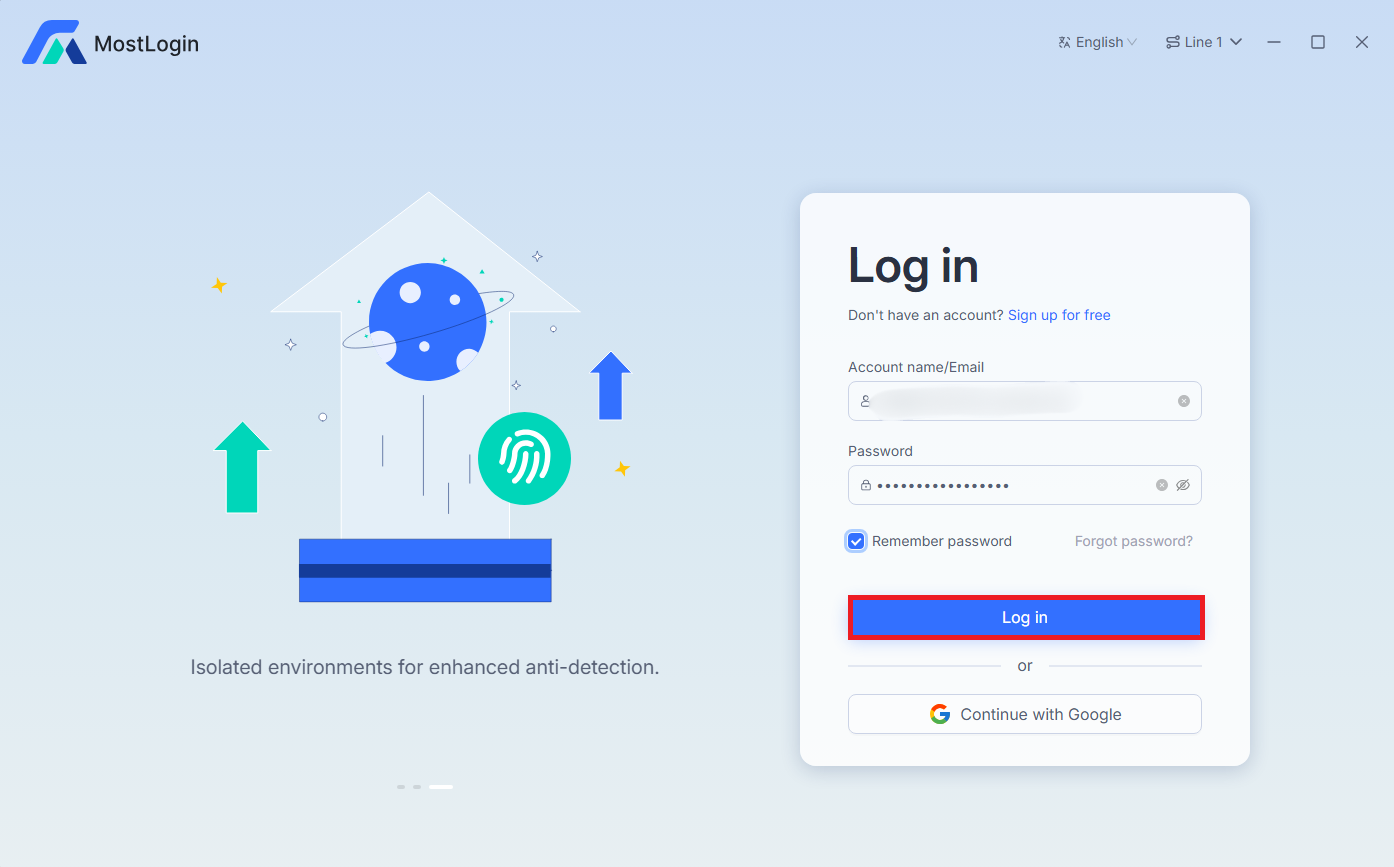 MostLogin login screen.